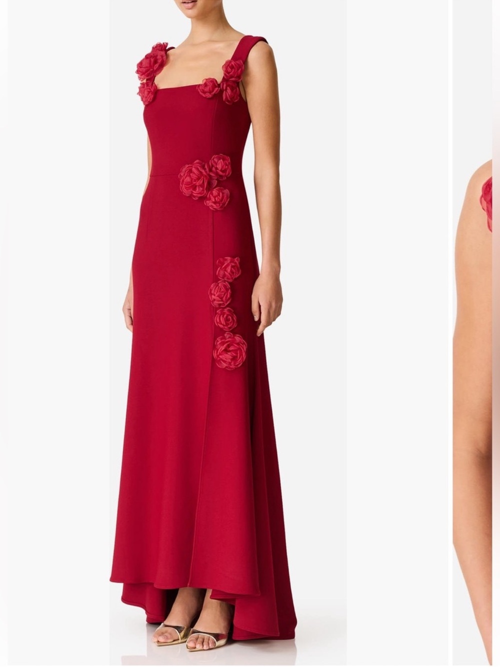 elliatt evanora red wine high low 3d floral applique maxi gown dress size XL NEW - Picture 5 of 13